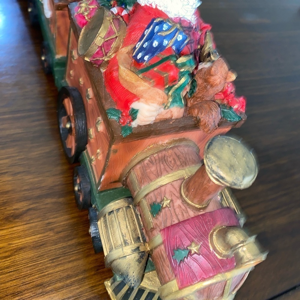 CHRISTMAS TRAIN DECOR WOOD RESIN 4 PIECES SANTA TEDDY BEARS SNOWMEN 28”Long - Picture 13 of 15